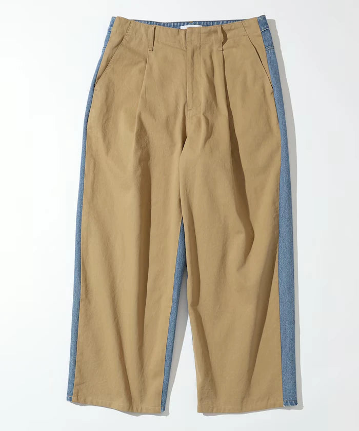 Chino Denim Docking Pants / Wide Straight Pants