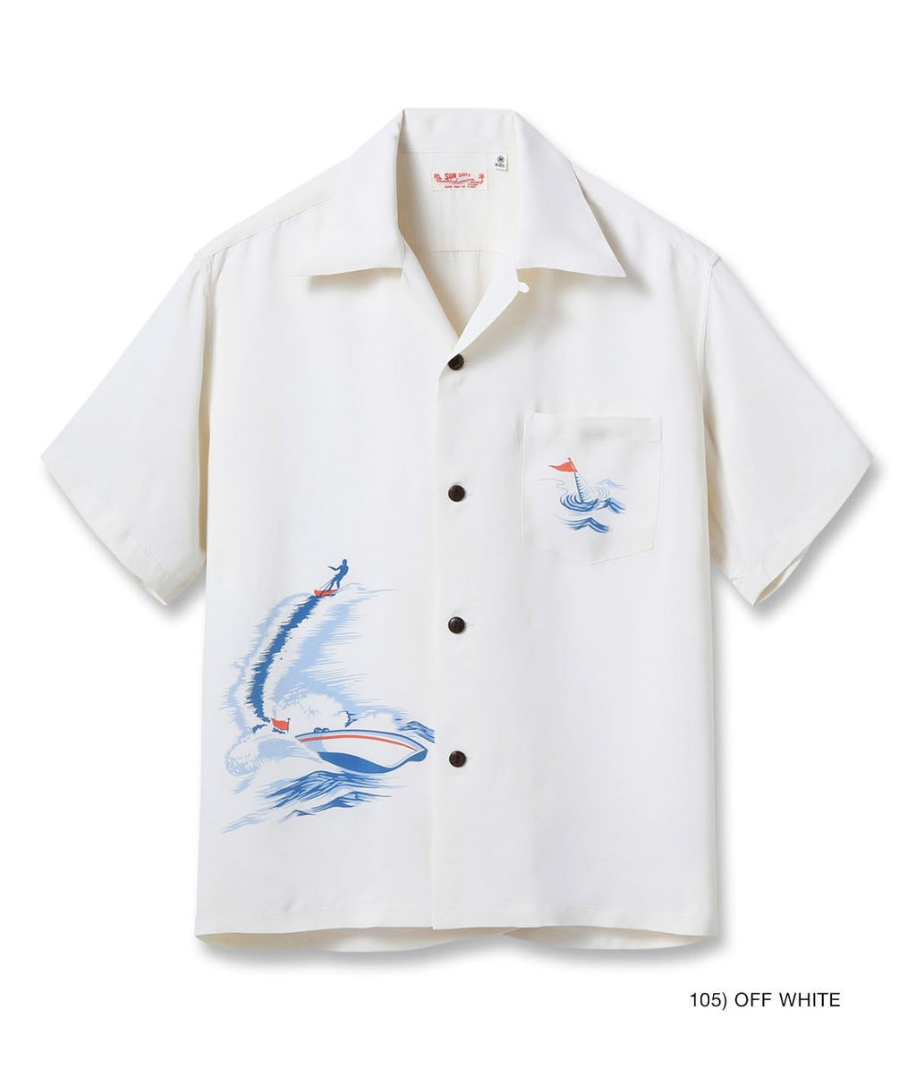 Rayon Hawaiian Shirt "Water Skiing"