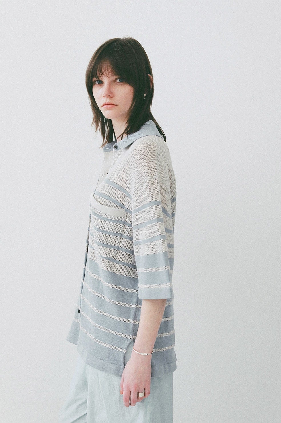 HALF SLEEVE OVER KNIT SHIRT