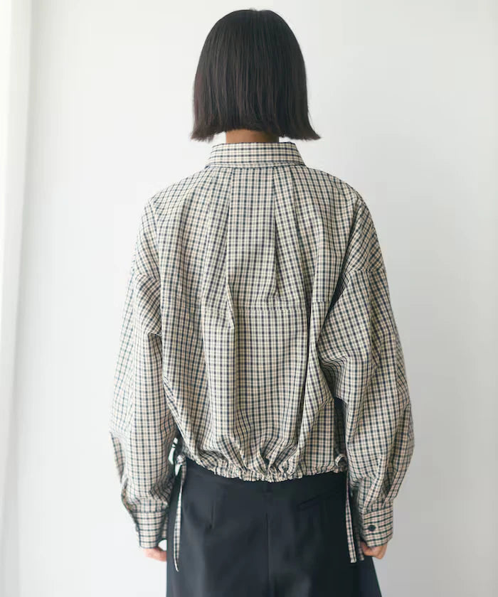 Hem Code Switch Short Length Long Sleeve Shirt