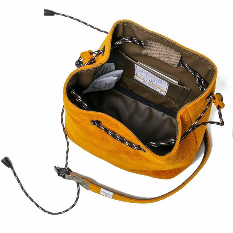WATER PROOF SUEDE MINI DROW STRING SHOULDER/MUSTARD