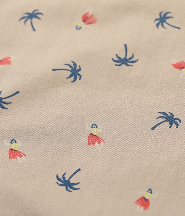 COTTON TWILL REGULAR COLLAR SHIRT “HULA & PALM TREE”