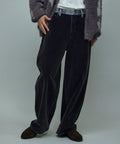 Flocked Denim Contrast Wide Straight Pants