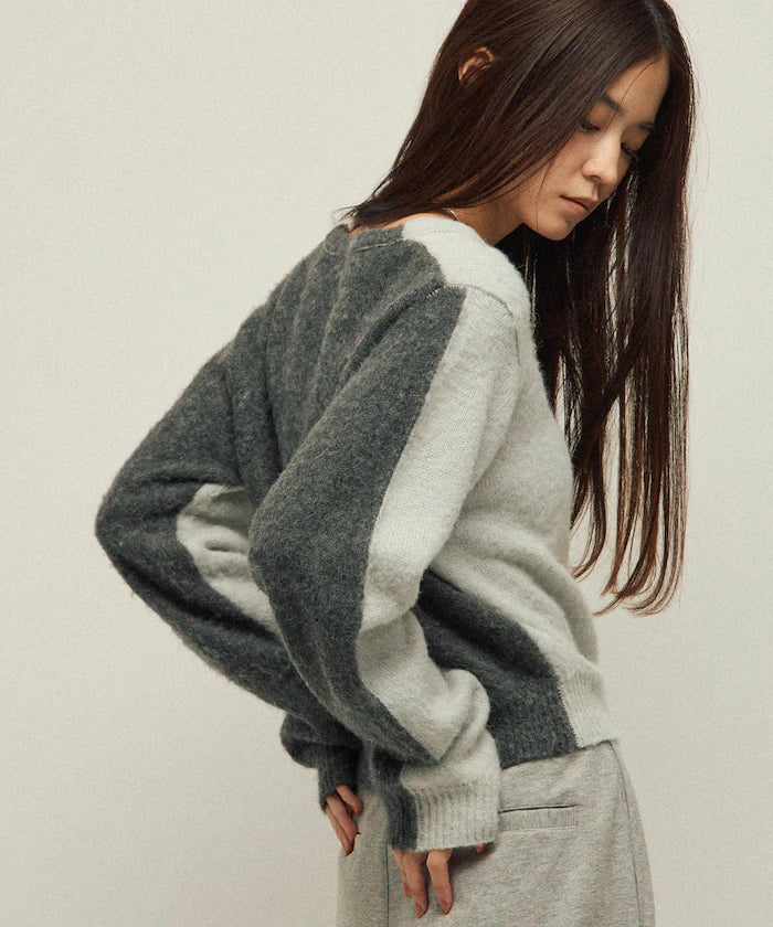Alpaca Blend Bicolor Knit Pullover