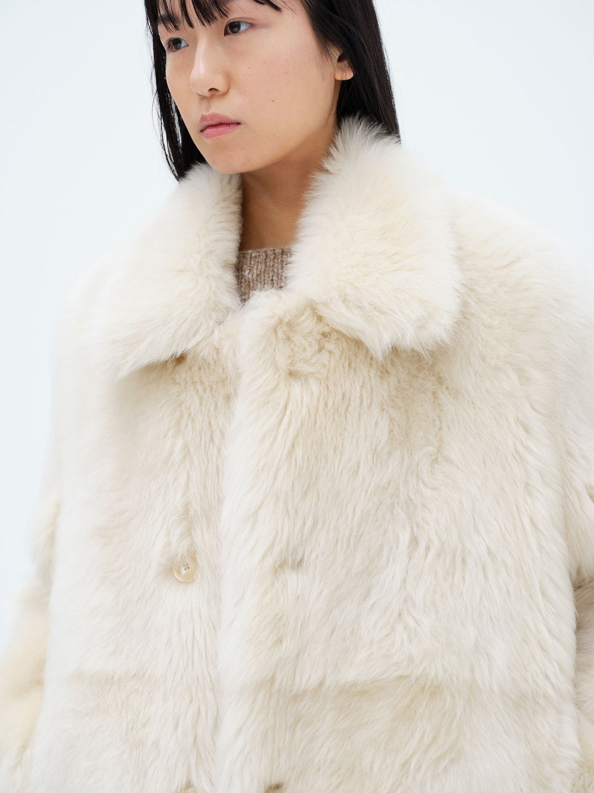 LONG HAIRED MERINO MOUTON SHORT COAT