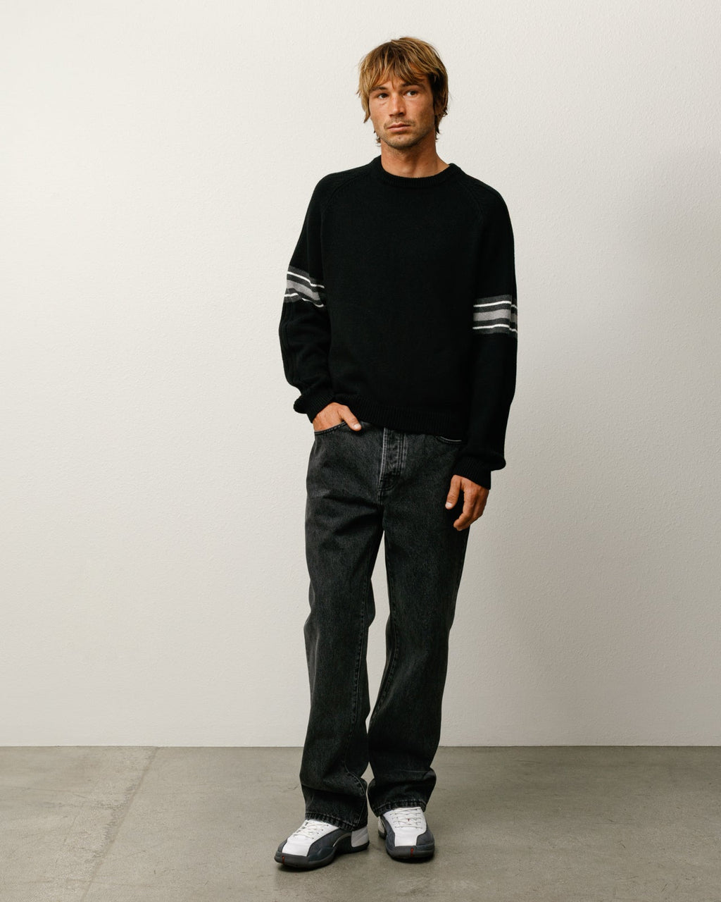 STRIPE RAGLAN CREW