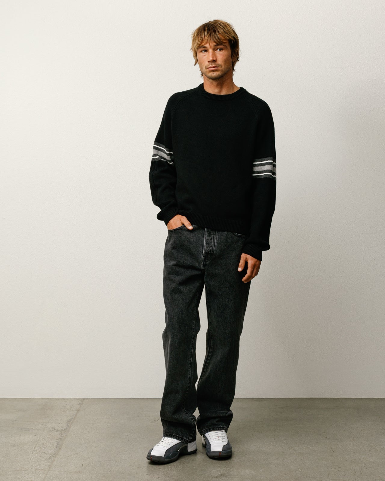 STRIPE RAGLAN CREW