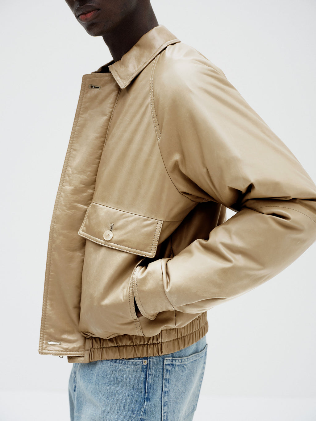 FINE CALF LEATHER DOWN BLOUSON