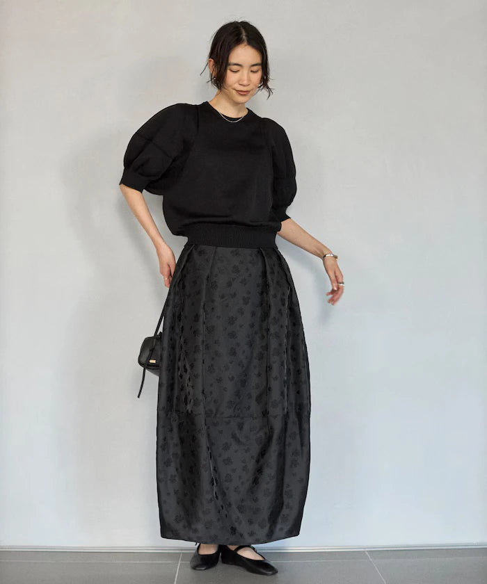 Flower Sheer Jacquard Cocoon Skirt
