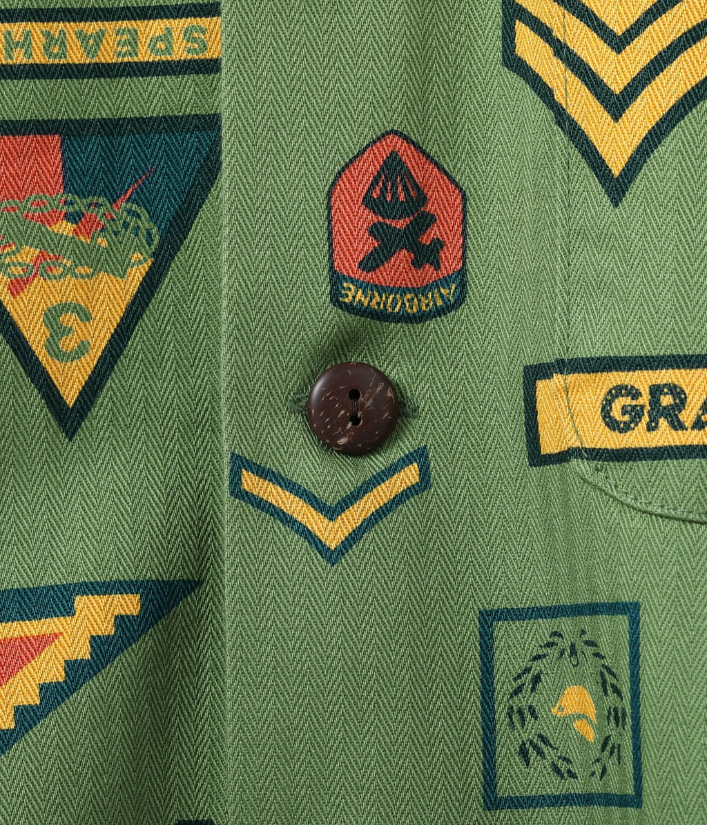Cotton Herringbone Hawaiian Shirt "Insignia Of Army"
