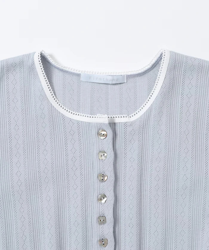 Henry Neck Knitted Lace T-Shirt