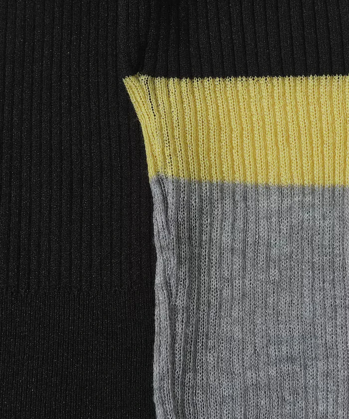 Functional material silk blend color block knit pullover / anti-pill / machine washable