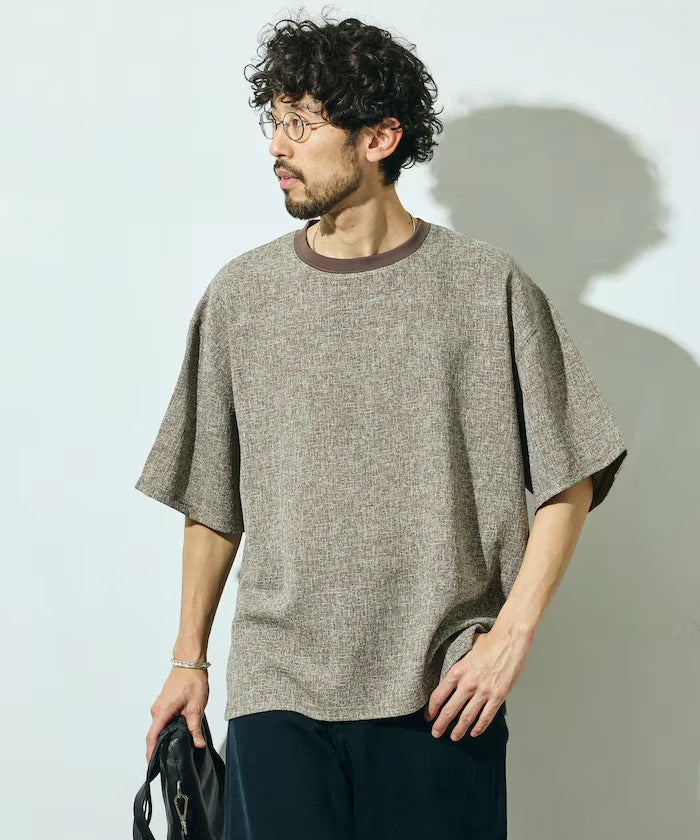 Dry Touch Summer Tweed Short Sleeve Crew Neck