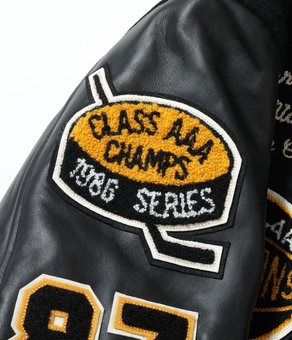 30oz. WOOL MELTON AWARD JACKET “MAVERICKS” (BLACK)