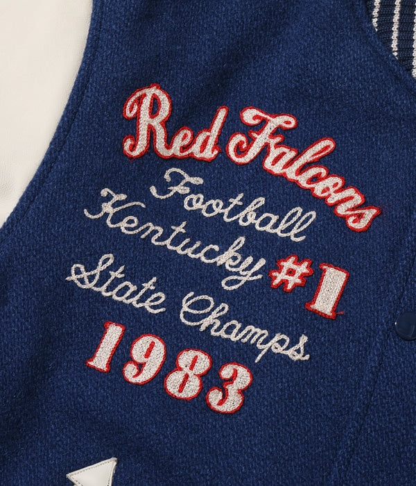 30oz. WOOL MELTON AWARD JACKET “RED FALCONS” (ROYAL)