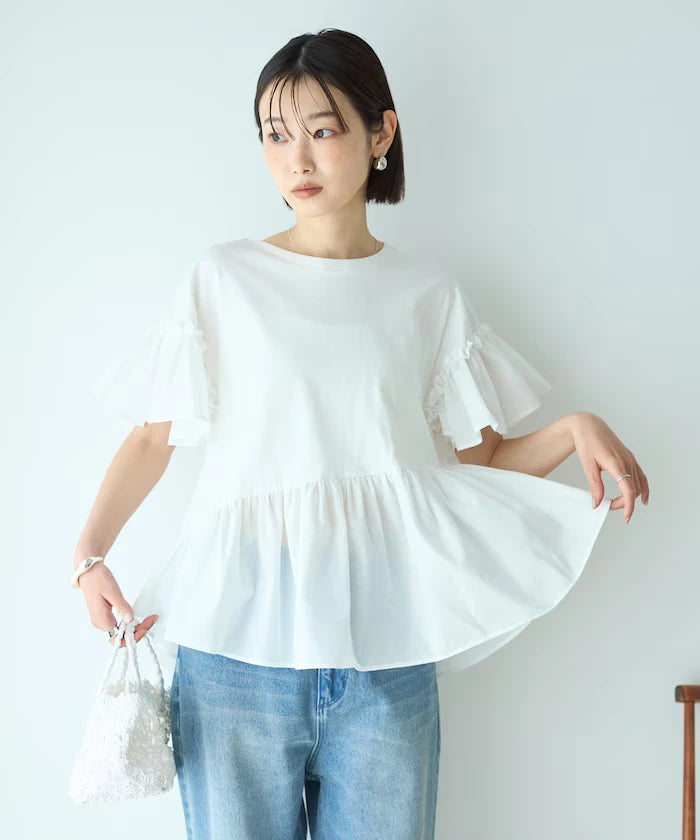 Organic Cotton Frill Sleeve T-shirt