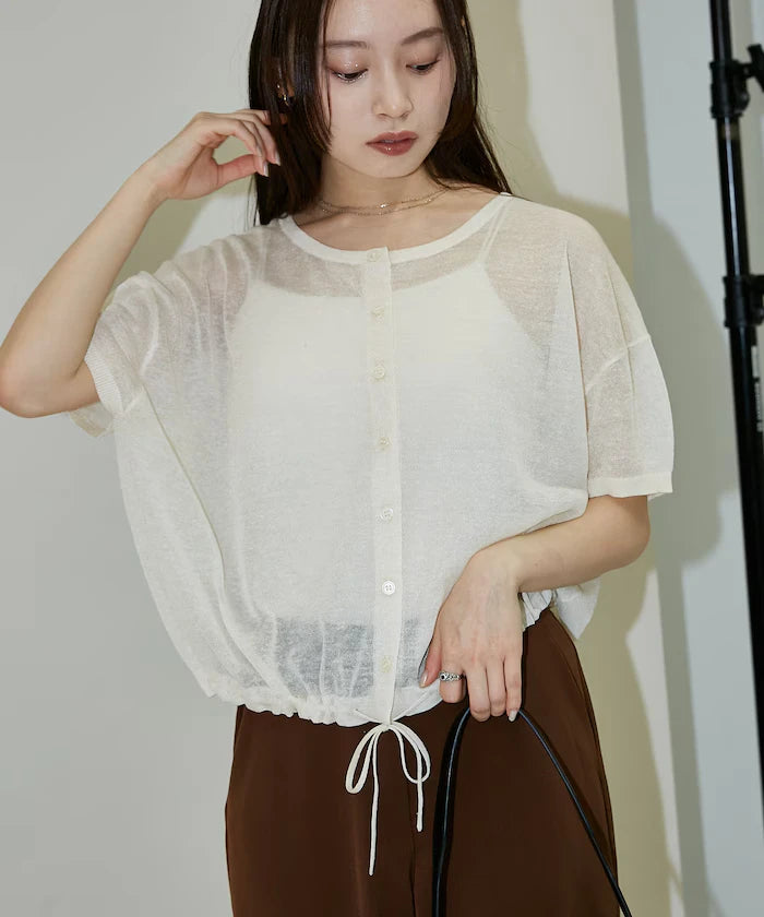 Washable Linen Hem Cord Summer Knit Cardigan Limited Edition