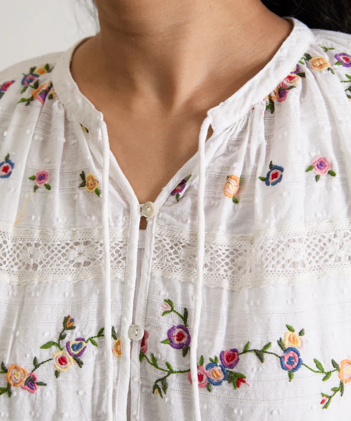 Dobby Floral Embroidery x Lace Dress