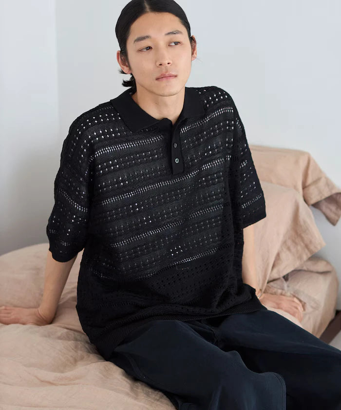 Big Silhouette Short Sleeve Knit Polo Shirt