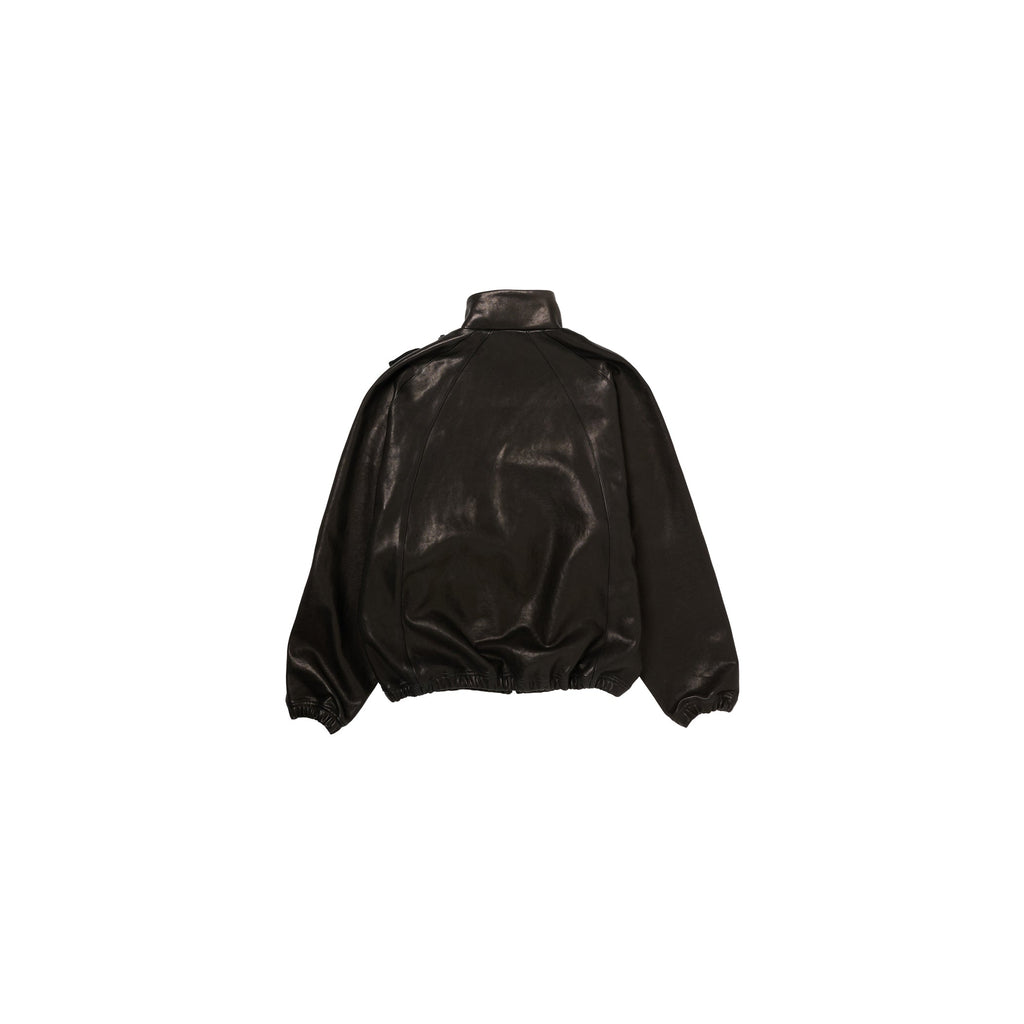 BASKETBALL SHOE POCKET LEATHER JACKET : BLACK