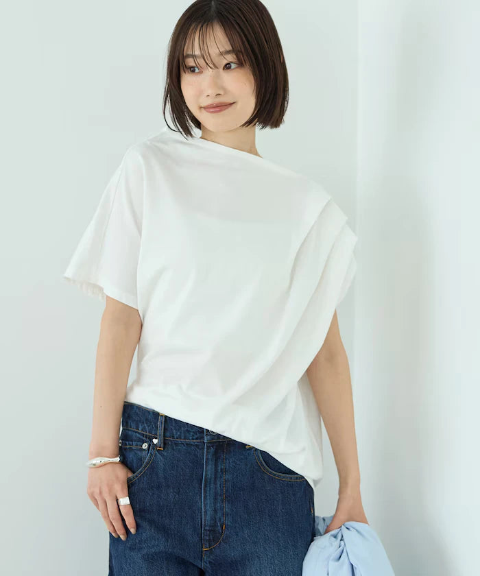 Organic Cotton Asymmetrical Draped Top