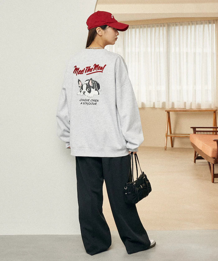 Sagara Embroidery French Bulldog Fleece-Lined Sweatshirt Limited Edition