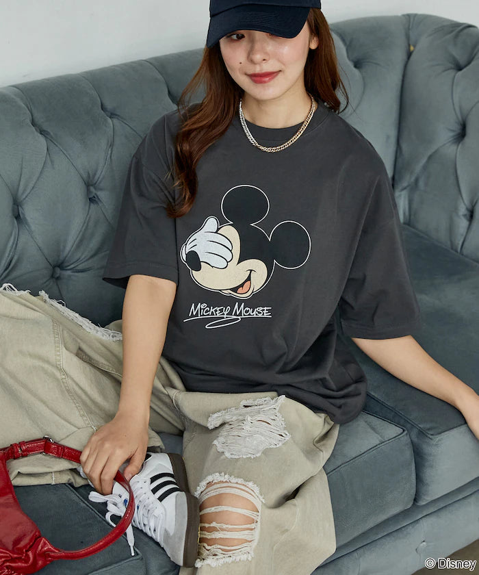 <Functional Material>Mickey Mouse Face T-Shirt Limited Edition