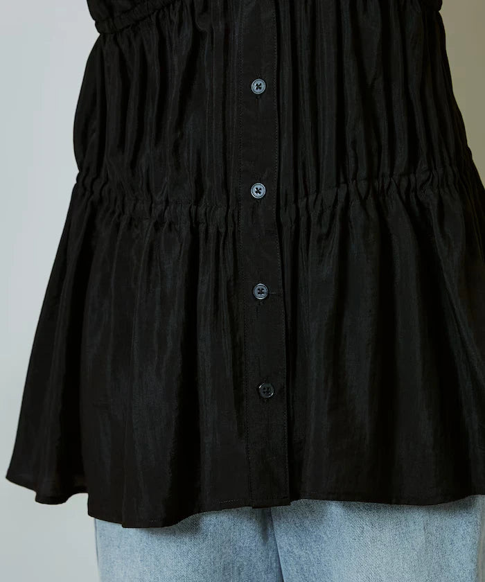 Sheer Broad Sleeveless Gathered Shift Blouse Limited Edition