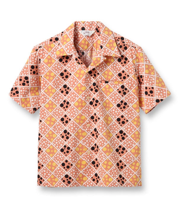 DOBBY COTTON OPEN SHIRT “SQUARE & DOT”