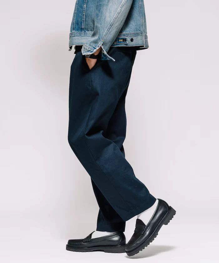 Wide Silhouette Drawstring Chino Pants / Tapered Silhouette Easy Chino Pants