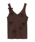 FLOWER MOTIF CAMI KNIT TOPS