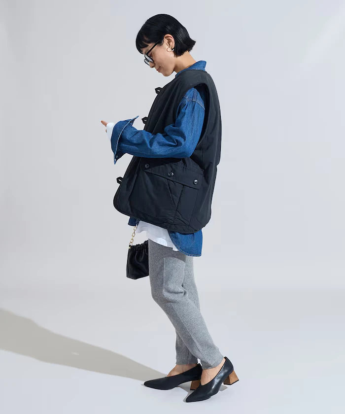 Cotton Nylon Twill Reversible Boa Vest