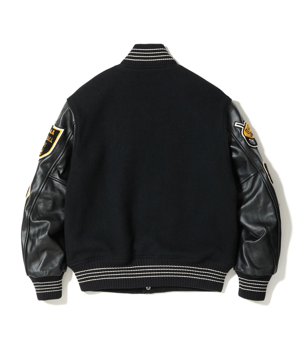 30oz. WOOL MELTON AWARD JACKET “MAVERICKS” (BLACK)