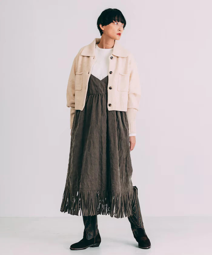 Fade-Processed Fringe Mini Dress