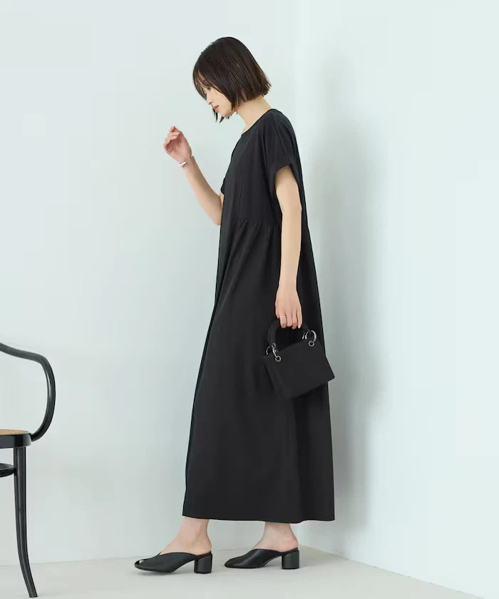 Organic Cotton Mixed Material Docking Gather Dress