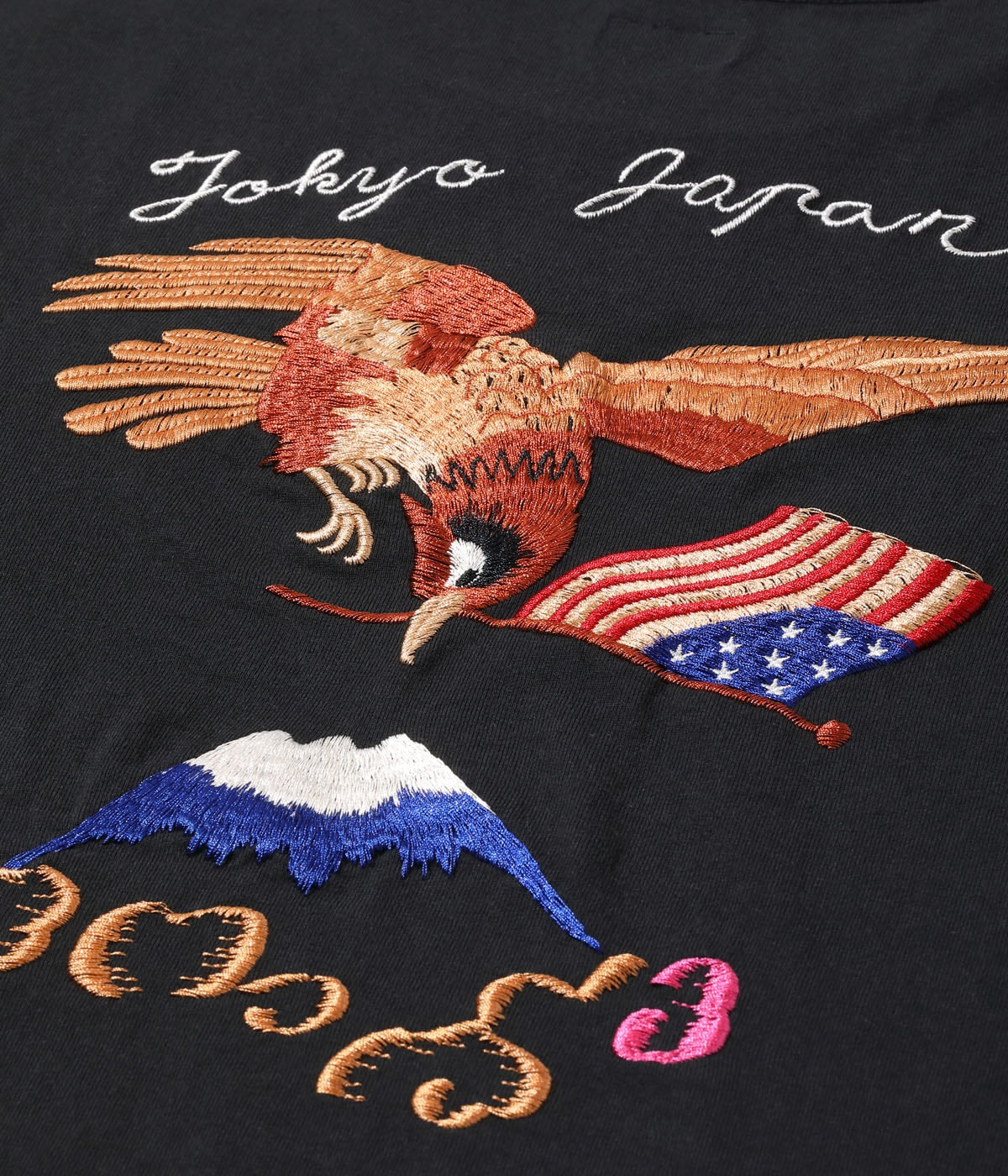 SUKA T-SHIRT EMBROIDERED “EAGLE & Mt. FUJI”