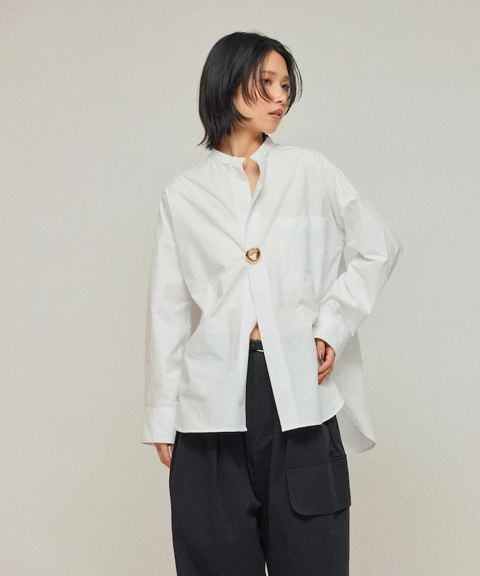 Oversized Long Sleeve Brooch Shirt