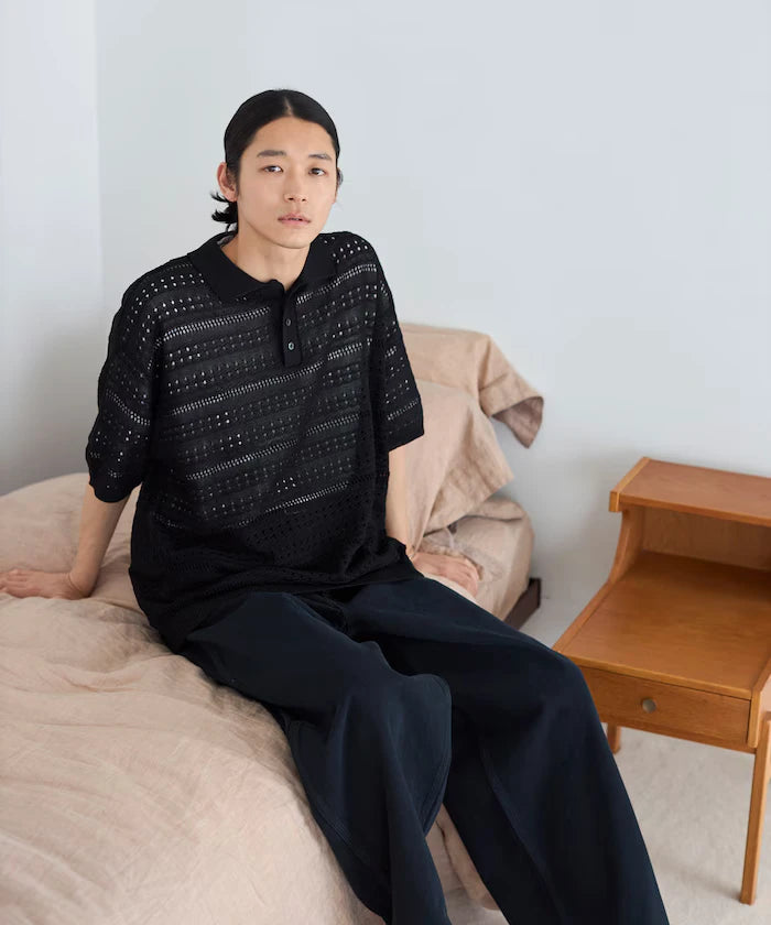 Big Silhouette Short Sleeve Knit Polo Shirt