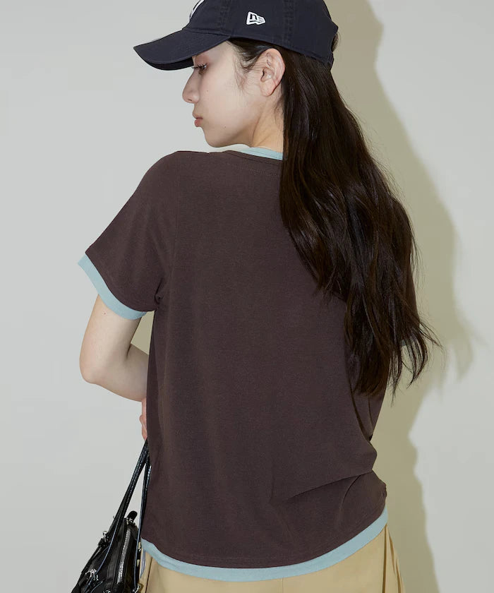 Layered-style Henley Neck T-shirt Limited Edition