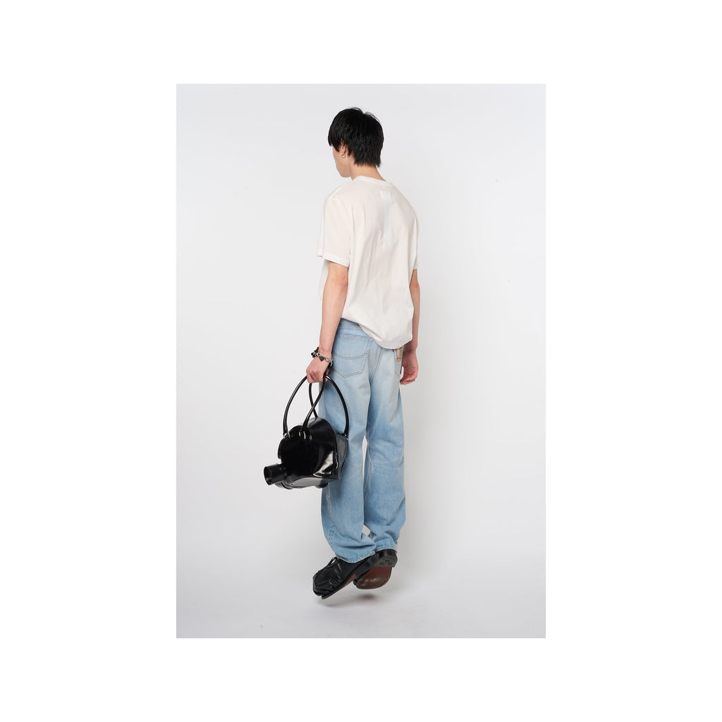 GAS MASK LEATHER HANDBAG：BLACK
