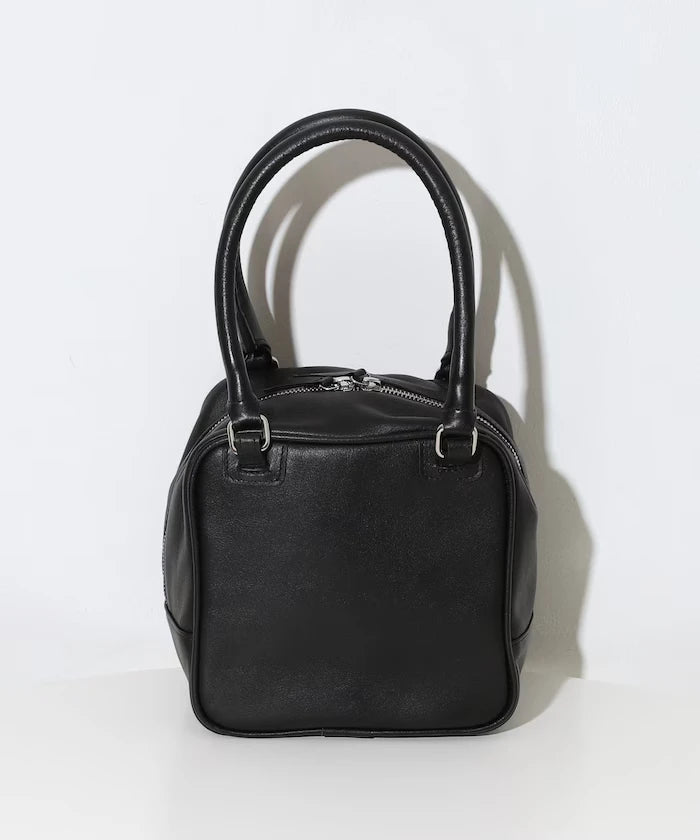 Leather Cubic Boston Bag / Cowhide / Water-Repellent Leather