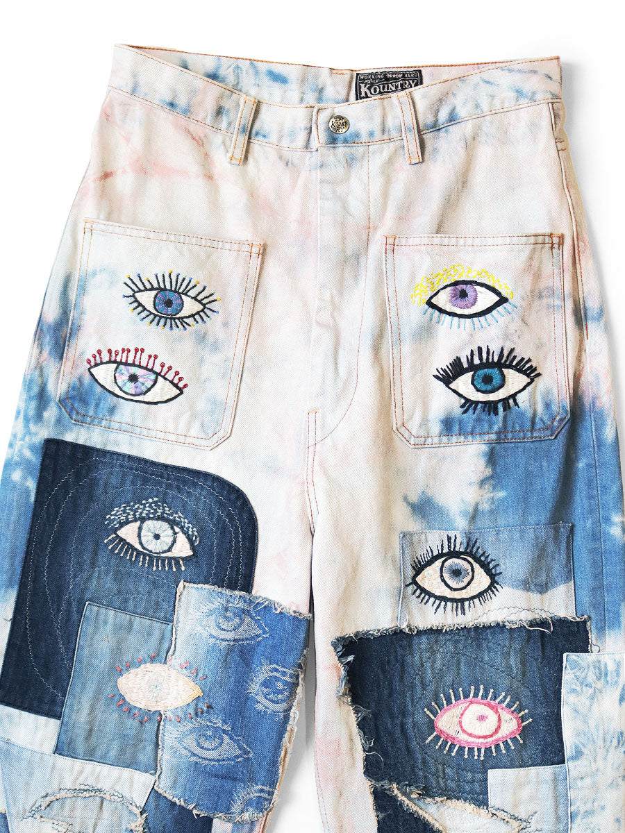 14oz Denim Tie-Dye Baggy Flare Pants (Crazy...)