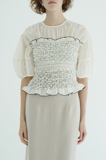 COLOR STITCHED SHIRRING TOPS