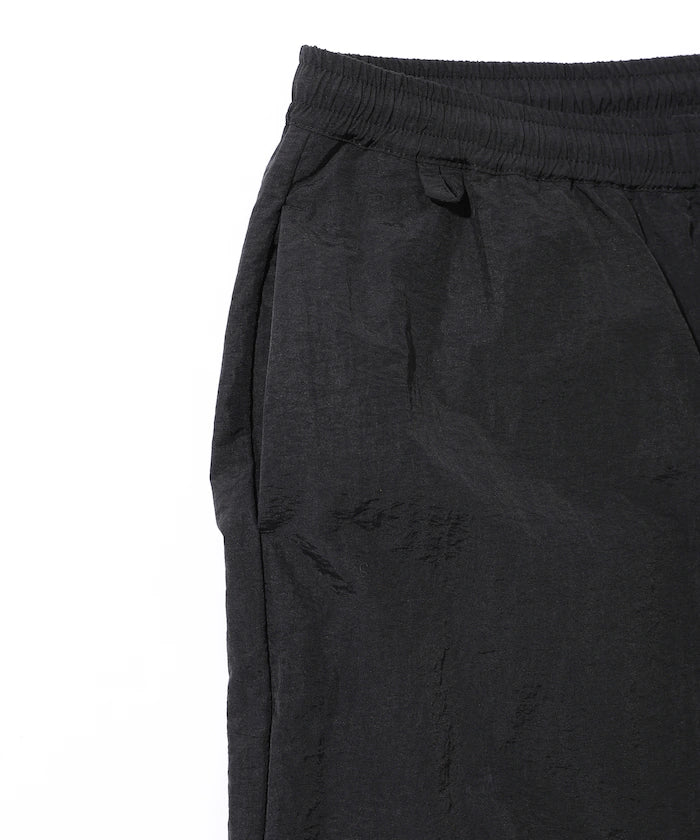 Wide Straight Nylon Track Pants / Tapered Silhouette Easy Nylon Pants