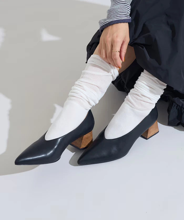 Leather Wedge Sole Pumps