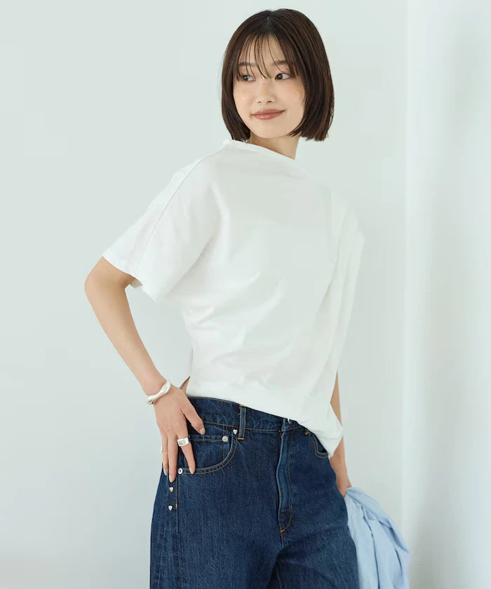 Organic Cotton Asymmetrical Draped Top