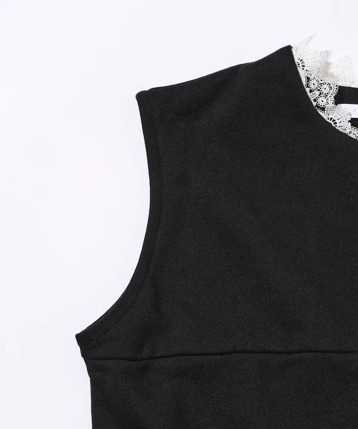 Organic Cotton Lace Sweat Vest / Lined Sweat