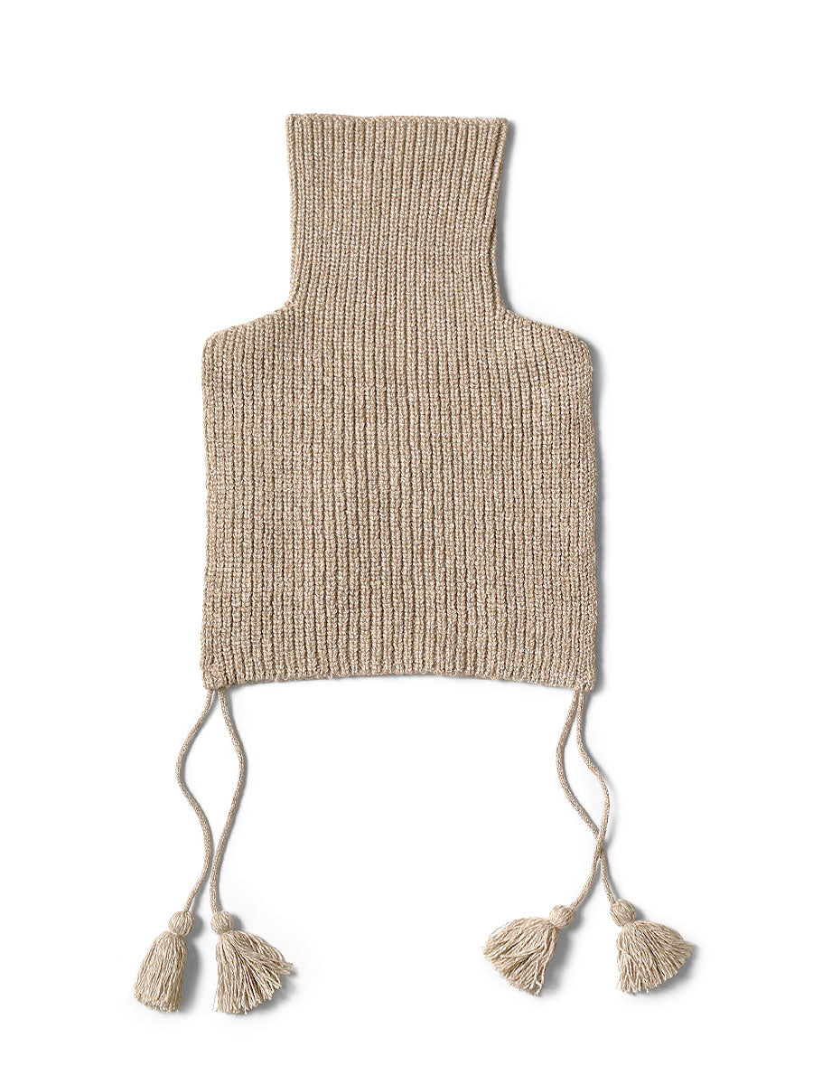 7G Wool Ribbed High Neck Bib Poncho