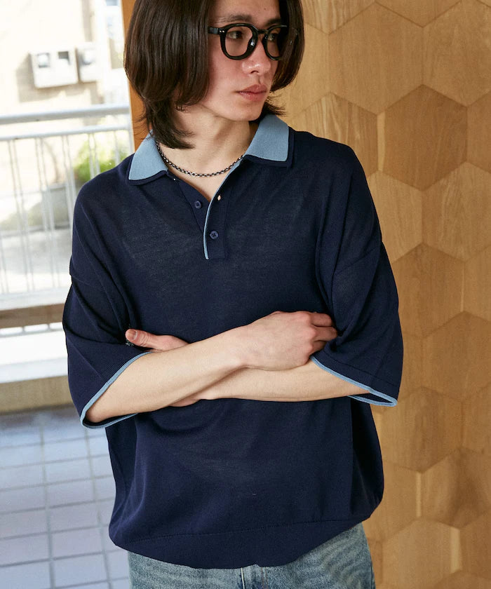LOVE POP STUDIO Collar Layered Knit Polo Shirt Limited Edition
