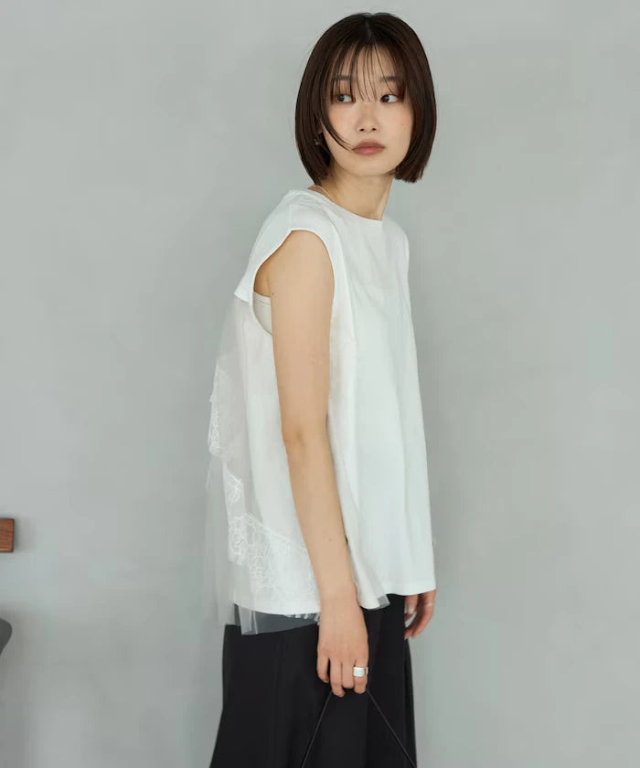 Organic Cotton Tulle Lace Docking Top
